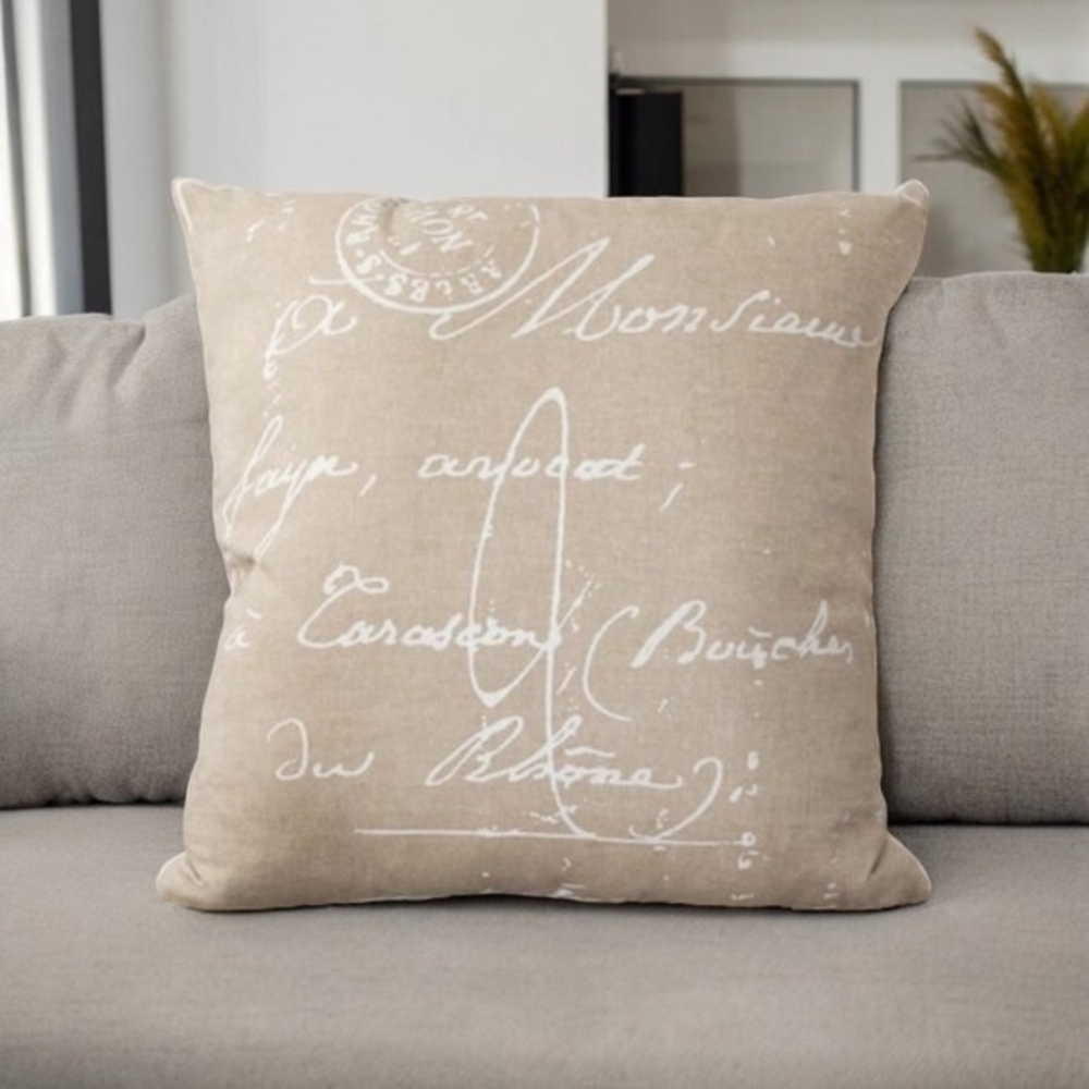 Surya Montpellier 22x22 Cotton Pillow Cover Camel Tan White Woven India NWT